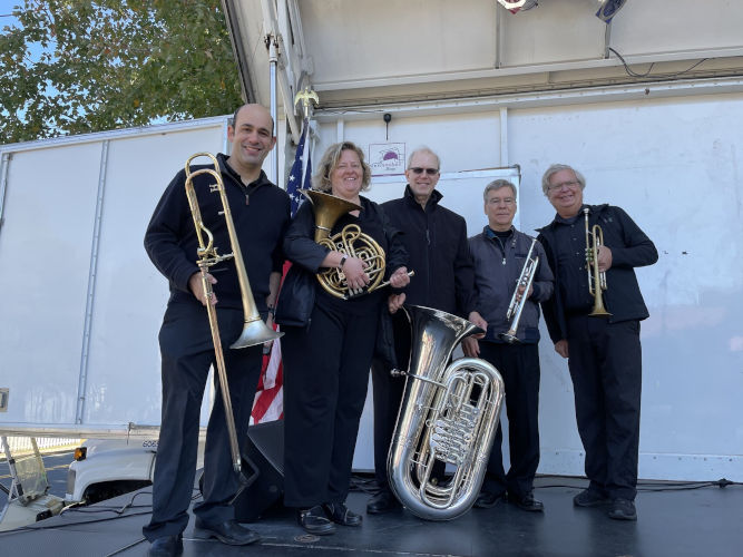 brass quintet from Brass Band of Northern Virginia playing at Clifton Day