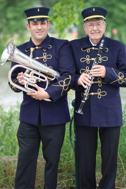 with my father, Lawrence Bocaner, in Newberry's Victorian Cornet Band